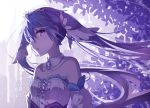  :o absurdres alternate_costume bare_shoulders blush breasts brooch center_frills cityscape cleavage detached_collar detached_sleeves floating_hair frills gem hair_between_eyes hair_ornament hatsune_miku highres jewelry long_hair nagisa_(cxcx5235) open_mouth outdoors purple purple_eyes purple_hair small_breasts solo strapless tiara twintails upper_body very_long_hair vocaloid wind yuki_miku 