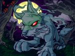  2005 3_toes 4:3 ambiguous_gender blue_fur canine cloud detailed_background digital_media_(artwork) feral fur ghost grass lupe_(neopets) mammal mist moon neopets night official_art outside red_eyes spirit toes tree unknown_artist 