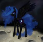  2015 anus black_feathers blue_hair butt cutie_mark equine feathered_wings feathers female feral friendship_is_magic hair hi_res horn long_hair looking_at_viewer mammal moon my_little_pony nightmare_moon_(mlp) pussy skuttz smile solo winged_unicorn wings 