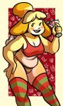  2017 alcohol animal_crossing beady_eyes beverage blonde_hair blush bra breasts camel_toe canine clothing dog female fur hair hairband hi_res isabelle_(animal_crossing) legwear mammal multicolored_fur neboone nintendo open_mouth panties shih_tzu simple_background sketch slightly_chubby smile solo stockings thigh_highs underwear video_games voluptuous yellow_fur 