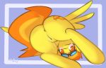  2013 anus butt cutie_mark digital_media_(artwork) equine eyewear feathered_wings feathers female feral friendship_is_magic goggles hair mammal multicolored_hair my_little_pony pegasus pussy pussy_juice signature solo spitfire_(mlp) two_tone_hair whoop wings wonderbolts_(mlp) yellow_feathers 