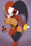  2018 big_breasts breasts clothed clothing dark_skin exposed_breasts female gloves hair humanoid jester key legwear mario_bros mask nintendo nipples phanto shmeepo shygirl shyguy simple_background solo thick_thighs thigh_highs video_games white_hair wide_hips 