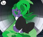  2015 absurd_res anthro anthrofied big_breasts bra breasts clothed clothing earth_pony equine female friendship_is_magic hand_behind_head hi_res horse looking_at_viewer mammal mane-iac_(mlp) my_little_pony panties pony skimpy solo somescrub square_pupils underwear watermark 