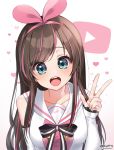  :d a.i._channel arm_warmers bangs blush bow breasts brown_hair chyoling collarbone hairband heart kizuna_ai long_hair looking_at_viewer multicolored_hair open_mouth pink_bow pink_hair play_button sailor_collar simple_background smile solo sparkling_eyes streaked_hair swept_bangs two-tone_hair upper_body v virtual_youtuber white_background 