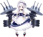  apron apron_lift azur_lane belchan_(azur_lane) belfast_(azur_lane) blue_eyes bow_choker braid choker french_braid full_body gloves kisetsu long_hair looking_at_viewer machinery maid maid_apron maid_headdress mary_janes official_art ribbon_choker shoes solo stuffed_chicken transparent_background turret white_gloves white_hair white_legwear younger 