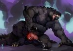  2017 4_fingers absurd_res anthro biceps big_biceps big_tail black_scales black_skin black_tail claws clothing crocodile crocodilian cum cum_on_ground cumshot ejaculation erection front_view hands-free hi_res humanoid_penis jockstrap kneeling looking_up male musclegut muscular muscular_male mystikfox61 navel nipples open_mouth orgasm orgasm_face pecs penis pink_tongue red_eyes reptile saliva scales scalie sharp_claws sharp_teeth simple_background snout solo spiked_tail spontaneous_orgasm spread_legs spreading teeth thick_thighs toe_claws tongue tongue_out triceps underwear vein veiny_penis white_claws xer&#039;roc 
