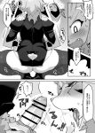  2018 antelope anthro breasts butt censor_bar censored clothed clothing comic cub erection fellatio female fur greyscale japanese_text kemono male male/female mammal monochrome open_mouth oral penis precum ricosye sex sweat text translation_request young 
