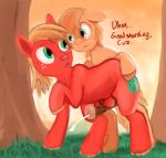 2014 anatomically_correct animal_genitalia animal_penis aponty balls big_macintosh_(mlp) braeburn_(mlp) cum duo earth_pony equine equine_penis erection feral flaccid friendship_is_magic from_behind_position hair hi_res hooves horse incest looking_back male male/male mammal my_little_pony penis pony sex sheath 
