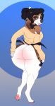  anthro big_butt bottomless butt canine clothed clothing female hand_on_butt looking_back mammal sanfingulipunrapin solo thick_thighs wings 