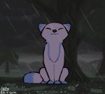  animated arctic_fox blue_fur canine feral fox fur happy leto_(letodoesart) letodoesart lightning male mammal raining scared thunder white_fur 