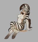  abstract_background anthro breasts conditional_dnp digital_media_(artwork) equine female green_eyes hooves looking_at_viewer mammal mane navel nipples nude sefeiren sitting solo stripes tail_tuft tuft zebra 