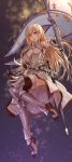  absurdres armor armored_boots armored_dress blonde_hair boots brown_gloves brown_legwear chain fate/grand_order fate_(series) faulds full_body fur-trimmed_legwear fur_trim gauntlets gloves gorget greaves headpiece highres holding jeanne_d'arc_(fate) jeanne_d'arc_(fate)_(all) long_hair md5_mismatch open_mouth plackart purple_eyes sheath solo thighhighs very_long_hair yewang19 