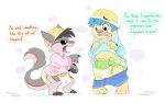  aged_down baby canine clothed clothing cub cuddlehooves diaper dog female hat japanese_clothing male mammal pants_down partially_clothed sergal young 