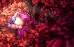 2016 avian bird bobdude0 cute equine feathered_wings feathers female feral fluttershy_(mlp) friendship_is_magic fur hair hooves leaves lying mammal my_little_pony outside peaceful pegasus pink_hair red_leaves sleeping smile tree wings yellow_fur 