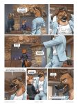  2018 adam_wan anthro canine caprine clothed clothing comic dialogue english_text fox fur hyena inside jayden_coultier_(zaush) male mammal office smile suit text 