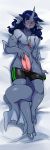  2016 animal_genitalia athletic bedroom_eyes big_tail blue_hair blue_nipples blue_skin blush bulge clothed clothing dakimakura_design digital_media_(artwork) diphallism ear_piercing fangs fish fish_humanoid genital_slit hair half-closed_eyes humanoid jewelry keith_(lightsource) lightsource long_hair looking_at_viewer male marine multi_penis necklace nipples open_mouth open_smile partially_clothed penis piercing red_eyes seductive shark shark_humanoid slit smile solo surfer_keith swimming_trunks swimsuit tail_between_legs tight_clothing topless undressing webbed_hands 