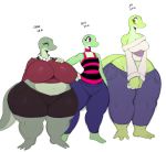  2018 absurd_res anthro belly big_breasts big_thighs biped bliss_(sssonic2) breasts choker clothed clothing daughter dimples eyes_closed female flat_chested gem grace_(sssonic2) hi_res huge_hips huge_thighs hyper hyper_hips jewelry joy_(sssonic2) lizard midriff mother mother_and_daughter navel pants parent pearl_(gem) pearls pink_eyes reptile scalie shirt sibling simple_background sisters sssonic2 standing tank_top thick_thighs voluptuous white_background wide_hips yellow_eyes 