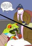 amphibian avian bird bob-jiggles bojack_horseman charley_witherspoon clothing cum digital_media_(artwork) duo erection frog male male/male open_mouth orgasm penguin penis pinky_penguin simple_background tongue tongue_out 