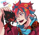  anger_vein bakumatsu_rock crow_(show_by_rock!!) hedgehog japanese_clothes looking_at_another multiple_boys purple_eyes red_hair sakamoto_ryouma_(bakumatsu_rock) samurai10932 seiyuu_connection show_by_rock!! simple_background smile swatting taniyama_kishou white_background 