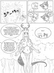  animal_humanoid breasts clothed clothing comic dialogue english_text female fox_humanoid humanoid male monochrome nipples nude speech_bubble text topless volezor 