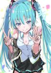  39 absurdres aqua_hair blue_eyes commentary_request hatsune_miku highres long_hair noboriya sketch skirt smile solo twintails very_long_hair vocaloid 