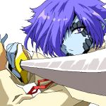 artist_request looking_at_viewer purple_eyes purple_hair simple_background slayers sword weapon zelgadiss_graywords 