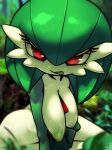  1girl :p ass breasts close-up closed_mouth creatures_(company) game_freak gardevoir gen_3_pokemon half-closed_eyes kaz_an large_breasts looking_at_viewer naughty_face nintendo nipples no_humans nude outdoors pokemon pokemon_(creature) red_eyes solo tongue tongue_out 