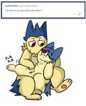  2018 belly_rubbing bork cuddling duo female feral hi_res hug male male/female nintendo pok&eacute;mon pok&eacute;mon_(species) simple_background size_difference typhlosion video_games 