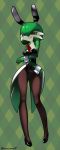  1girl :p animal_ears ass_visible_through_thighs bare_shoulders black_legwear breasts bunny_ears bunny_girl bunnysuit closed_mouth creatures_(company) female full_body game_freak gardevoir gen_3_pokemon half-closed_eyes high_heels highres kaz_an leotard medium_breasts nintendo no_humans pantyhose pokemon red_eyes shoes solo standing tongue tongue_out wrist_cuffs 