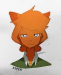  2018 anthro asper_(panzery25) bust_portrait canine clothed clothing english_text female fox half-closed_eyes looking_at_viewer mammal panzery25 portrait signature simple_background solo text white_background 