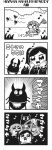  2girls 4koma :3 :d apron bangs beetle bkub bohemian_rhapsody boots bug bush butterfly_net closed_eyes comic dj_copy_and_paste emphasis_lines eyebrows_visible_through_hair fang glasses grass greyscale halftone hand_net hands_on_own_cheeks hands_on_own_face hat highres holding honey_come_chatka!! insect insect_wings jacket komikado_sachi long_hair looking_up lyrics monochrome multiple_girls musical_note open_mouth parody short_hair side_ponytail sidelocks simple_background smile speech_bubble sun swept_bangs talking tayo translated two-tone_background two_side_up wings 