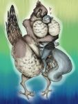  &lt;3 avian better_version_at_source big_breasts bird blush breasts brown_feathers feathers female fur grey_fur hawk hug larger_female male mammal nervous penis predator/prey rodent scared size_difference smaller_male squirrel 
