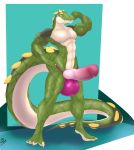  alligator angrypotato96 anthro balls big_balls big_penis bulge clothing crocodilian erection flexing knot male muscular muscular_male penis reptile scalie solo standing underwear 