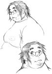 1boy fat glasses lineart nude obese solo tanuma_yuuichirou 