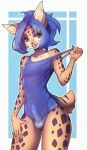  anthro balls blue_hair bulge clothed clothing crossdressing ear_tuft fangs feline girly hair lipstick looking_at_viewer makeup male mammal nipples open_maw penis short_tail smile solo suelix swimsuit teasing teeth thick_thighs tongue tuft 