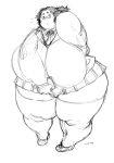  1girl fat glasses huge_breasts lineart obese solo tanuma_yuuichirou 