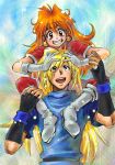  1boy 1girl artist_request boot fang gloves gourry_gabriev grin lina_inverse slayers smile sorcerer 