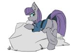  2014 anus blue_eyes boulder butt clothing earth_pony equine female feral friendship_is_magic fur grey_fur hair half-closed_eyes horse mammal maud_pie_(mlp) my_little_pony notsafeforhoofs pony purple_hair pussy raised_tail rock simple_background solo white_background 