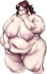  1girl breasts fat glasses huge_breasts nipples obese solo tanuma_yuuichirou vagina 