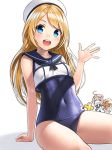  :d anger_vein black_swimsuit blonde_hair blue_eyes blue_sailor_collar clothes_theft commentary cosplay hat head_bump i-58_(kantai_collection) jervis_(kantai_collection) kantai_collection kyon_(fuuran) long_hair multiple_girls old_school_swimsuit one-piece_swimsuit open_mouth pink_hair ro-500_(kantai_collection) ro-500_(kantai_collection)_(cosplay) sailor_collar sailor_shirt school_swimsuit shiny_swimsuit shirt short_hair short_sleeves sleeveless sleeveless_shirt smile swimsuit t-head_admiral theft white_hat 