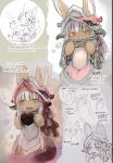  1other absurdres animal_ears blush bonobono bonobono_(character) bunny_ears crossover eyebrows_visible_through_hair flying_sweatdrops furry grey_scarf heart highres long_hair looking_at_viewer made_in_abyss mitty_(made_in_abyss) nanachi_(made_in_abyss) open_mouth otter partially_colored scarf smile translation_request tsukushi_akihito white_hair yellow_eyes 