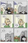  2018 anthro clothed clothing comic dialogue elephant english_text equine horse male mammal open_mouth ragdoll_(study_partners) speech_bubble study_partners text thunderouserections trunk tusks woody_(study_partners) young 
