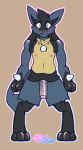  athletic autumn_sins black_fur blue_fur fur looking_at_viewer lucario male nintendo nude penis pok&eacute;mon pok&eacute;mon_(species) solo spike_(disambiguation) standing surprise video_games yellow_fur 