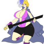  big_breasts breasts clothed clothing daisy_akiza_hedgehog denizen1414 female hair hedgehog huge_breasts humanoid mammal melee_weapon multicolored_hair skimpy solo sonic_(series) sword two_tone_hair weapon yamisonic 