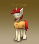  cheese digital_media_(artwork) equine fan_character female feral food food_creature fur hair hi_res hooves horn mammal marsminer my_little_pony red_hair scrunchy_face simple_background solo text unicorn velvet_pastry 