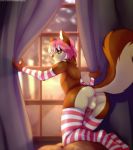  anthro anus arm_warmers armwear big_butt blush butt canine clothed clothing crossdressing dog fur girly husky legwear male mammal ni70 panties presenting presenting_hindquarters ren&eacute;(renethehuskypup) socks solo stockings thigh_highs underwear 