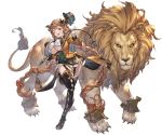  animal bangs blonde_hair boots braid breasts carmelina_(granblue_fantasy) claws detached_sleeves draph epaulettes full_body garter_straps gloves granblue_fantasy green_eyes hair_ornament hat high_heel_boots high_heels holding holding_weapon horns jacket large_breasts leg_up lion long_hair long_sleeves looking_at_viewer minaba_hideo miniskirt open_clothes open_jacket open_mouth skirt smile tail thigh_boots thighhighs transparent_background underboob very_long_hair weapon whip white_gloves zettai_ryouiki 
