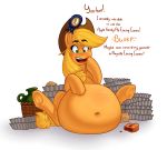  applejack_(mlp) belly big_belly blonde_hair cuprumrus earth_pony equine female friendship_is_magic gain green_eyes hair horse mammal my_little_pony overweight pony solo stuffing weights 