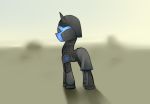  2015 armor digital_media_(artwork) equine feral hooves horn horse male mammal marsminer my_little_pony outside pony shadow simple_background solo wasteland 