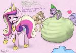  augustbebel belly big_belly dragon equine feathered_wings feathers female feral friendship_is_magic group horn mammal my_little_pony obese overweight princess_cadance_(mlp) scalie simple_background spike_(mlp) unicorn vore winged_unicorn wings 